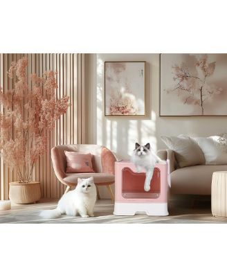 Cat Litter Boxes Pet Toilet with Scoop Drawer Top Opening