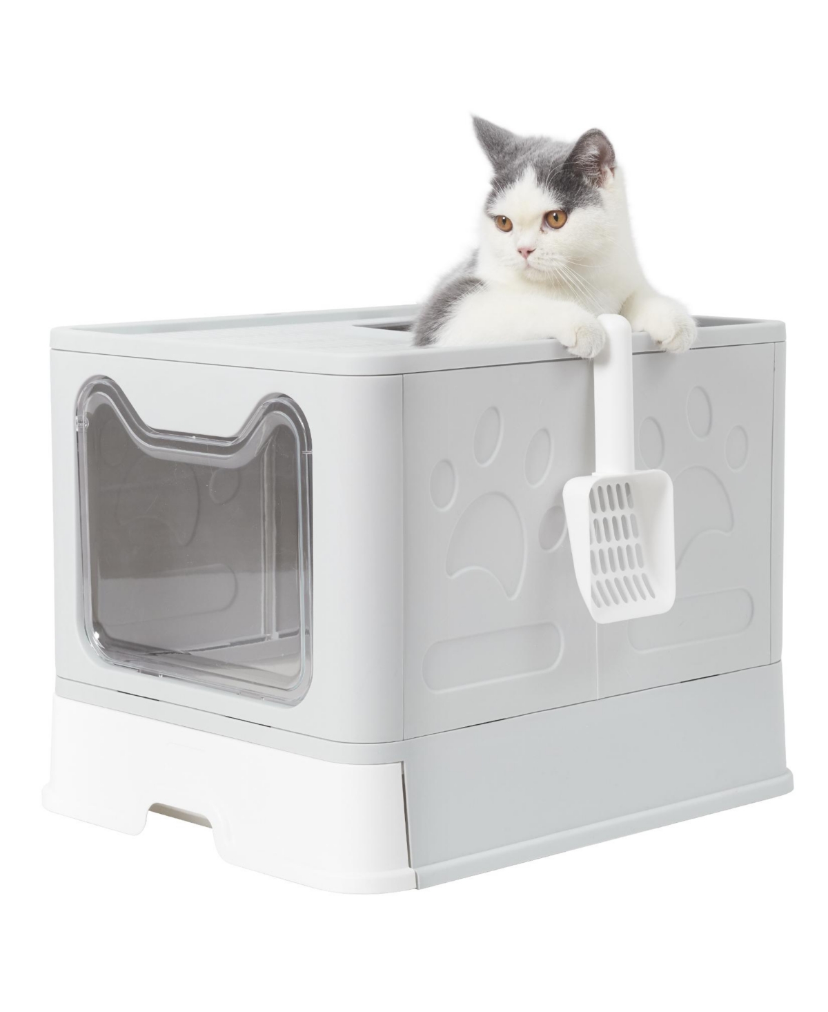 Portable Foldable Cat Litter Box Pet Litter Boxes Toilet - Grey