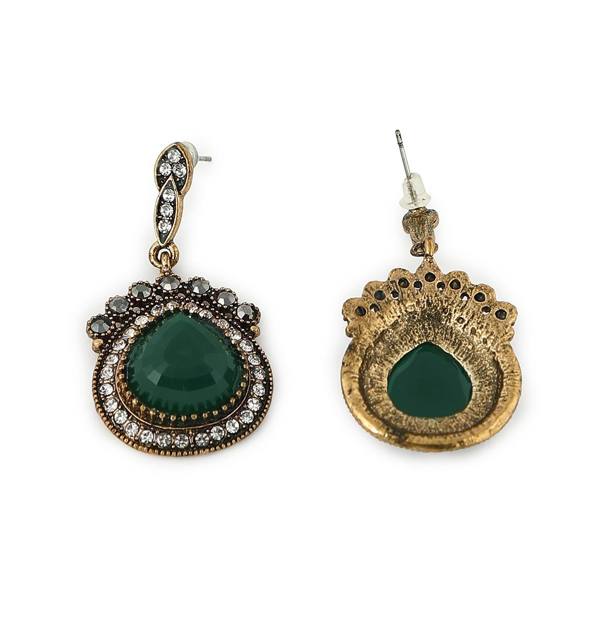 Sohi Women's Trendy Designer Stone Drop Earrings In Green