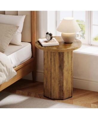 Round End Table for Living Room, Industrial Circle Side Table, Narrow Nightstand for Small Spaces, Living Room, Bedroom