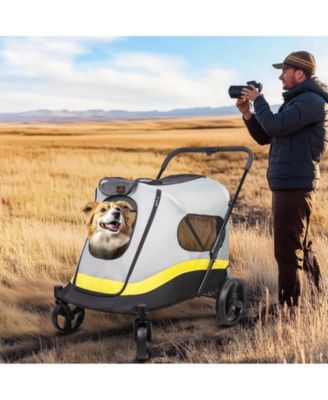 4 Wheel Medium-Large Dog Stroller With 3 Zipper Doors