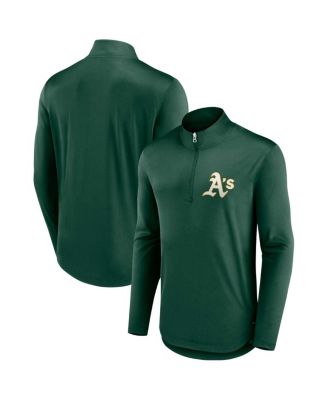 Fanatics - Men's Green Athletics Tough Minded Lightweight Quarter-Zip Pullover Sweatshirt