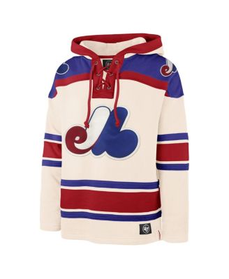 Men's Cream Montreal Expos Cooperstown Collection Superior Lacer Pullover Hoodie