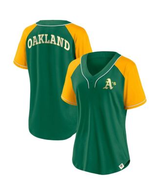 Fanatics - Women's Green Oakland Athletics Cooperstown Collection Bunt Raglan V-neck T-Shirt