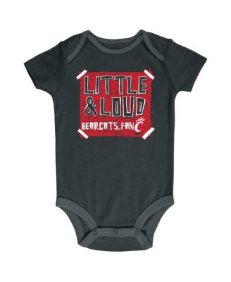 Baby Boys and Girls Black/Gray/White Cincinnati Bearcats Bodysuit Set 3-Pack