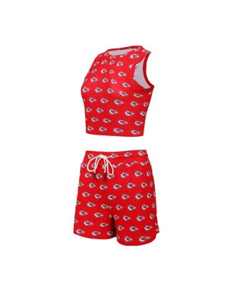 Concepts Sport - Women's Kansas City Chiefs Gauge Allover Print Cropped Tank Top and Shorts Sleep, Set of 2