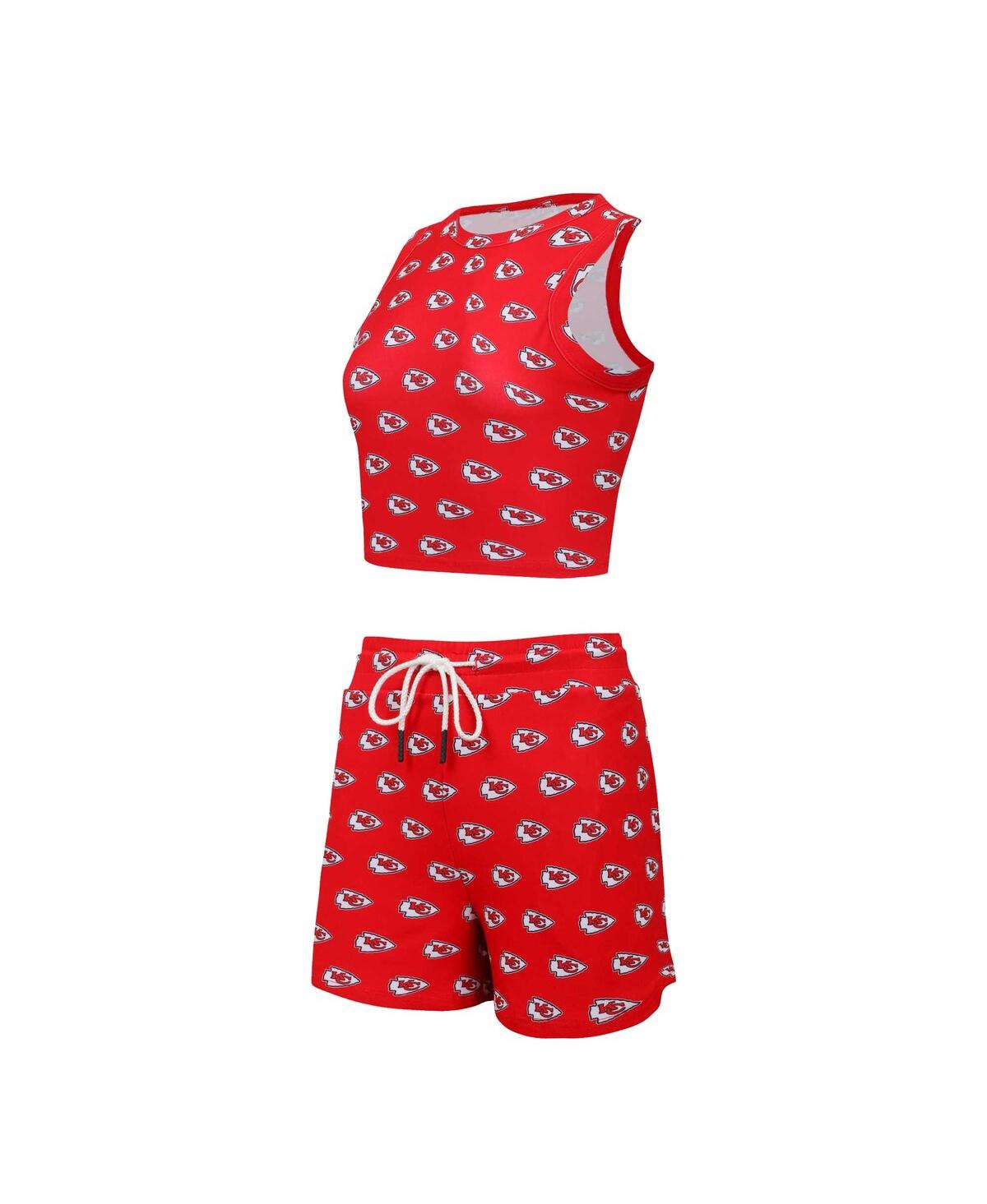 Women's 2-Piece Kansas City Chiefs Gauge Allover Print Cropped Tank Top and Shorts Sleep Set - Red