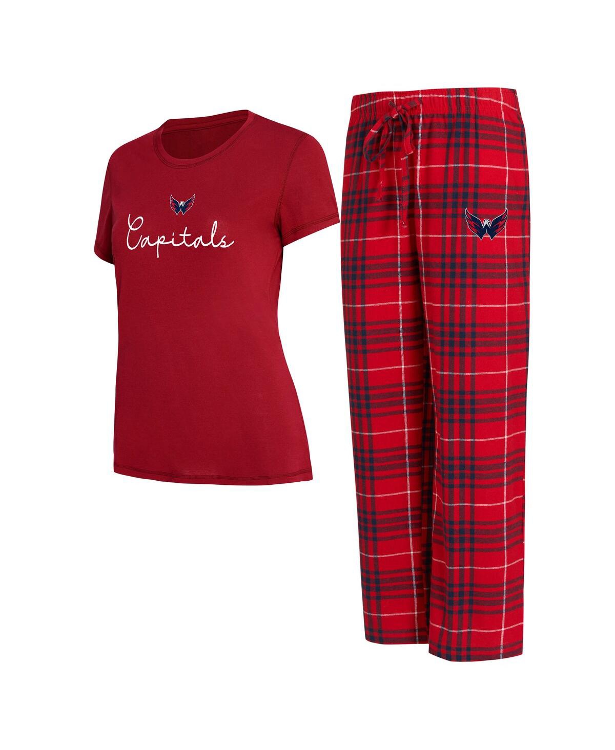 Women's Washington Capitals Vector T-Shirt and Pants Sleep Set - Red, Navy