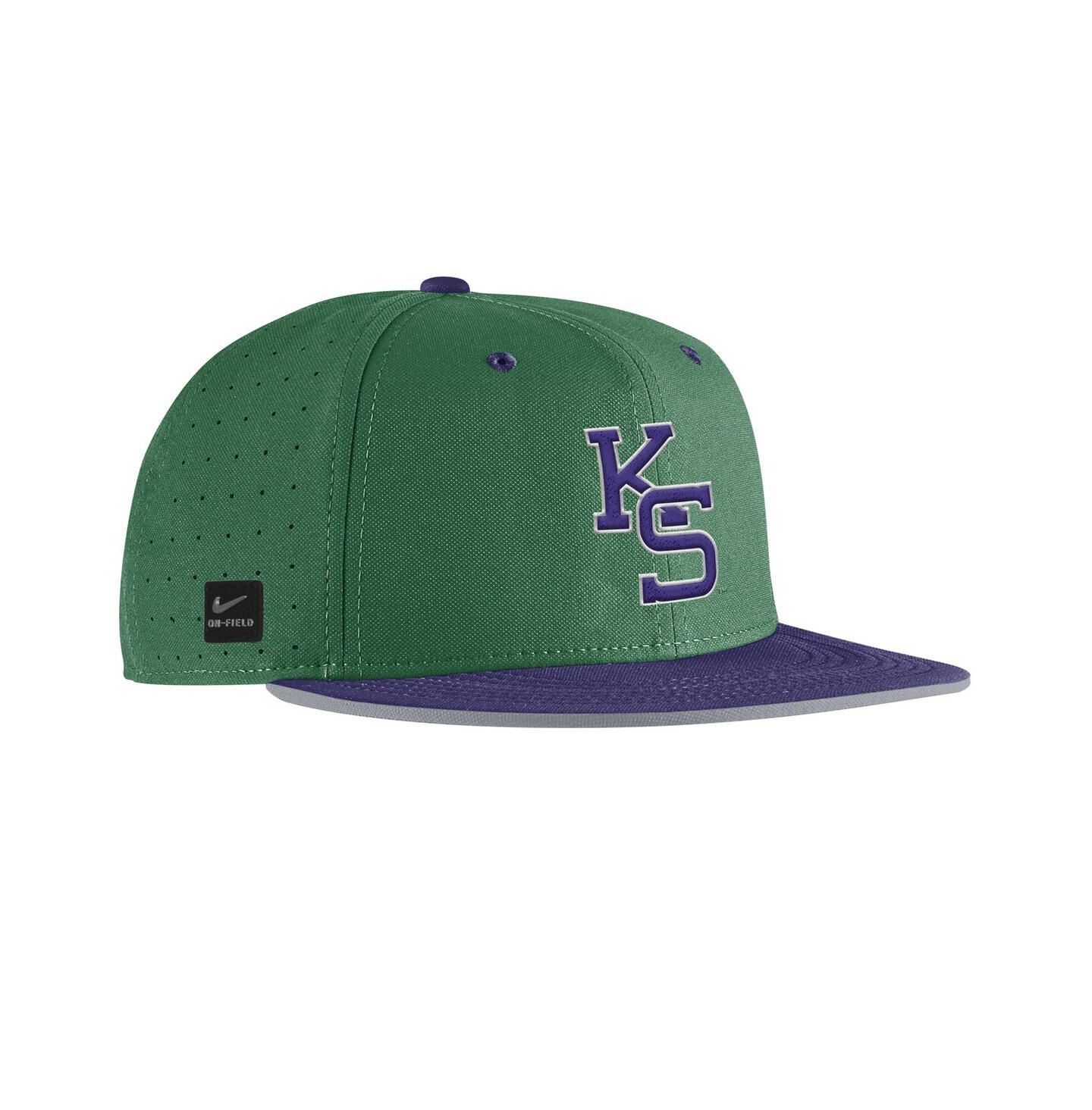 Мужская кепка Nike Green Kansas State Wildcats 2025 On-Field True Performance Baseball Fitted Hat — фото 2