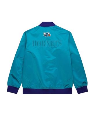 Men's Teal Charlotte Hornets Hardwood Classics Team OG 3.0 Lightweight Satin Full-Snap Jacket