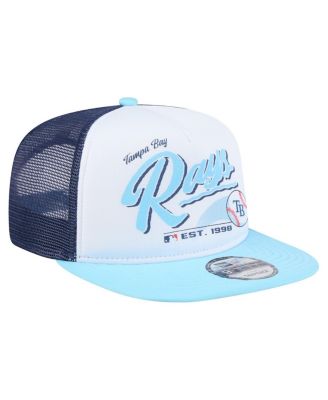 Men's White/Light Blue Tampa Bay Rays Retro Script Trucker 9FIFTY Snapback Hat