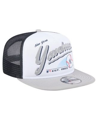 Men's White/Gray New York Yankees Retro Script Trucker 9FIFTY Snapback Hat