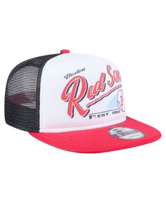 Men's White/Red Boston Red Sox Retro Script Trucker 9FIFTY Snapback Hat