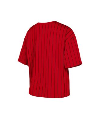 Women's Red St. Louis Cardinals City Connect Multiplier Pinstripe Cropped T-Shirt