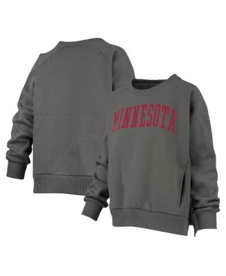 Pressbox - Women's Charcoal Minnesota Golden Gophers Pocketed Raglan Pullover Sweatshirt