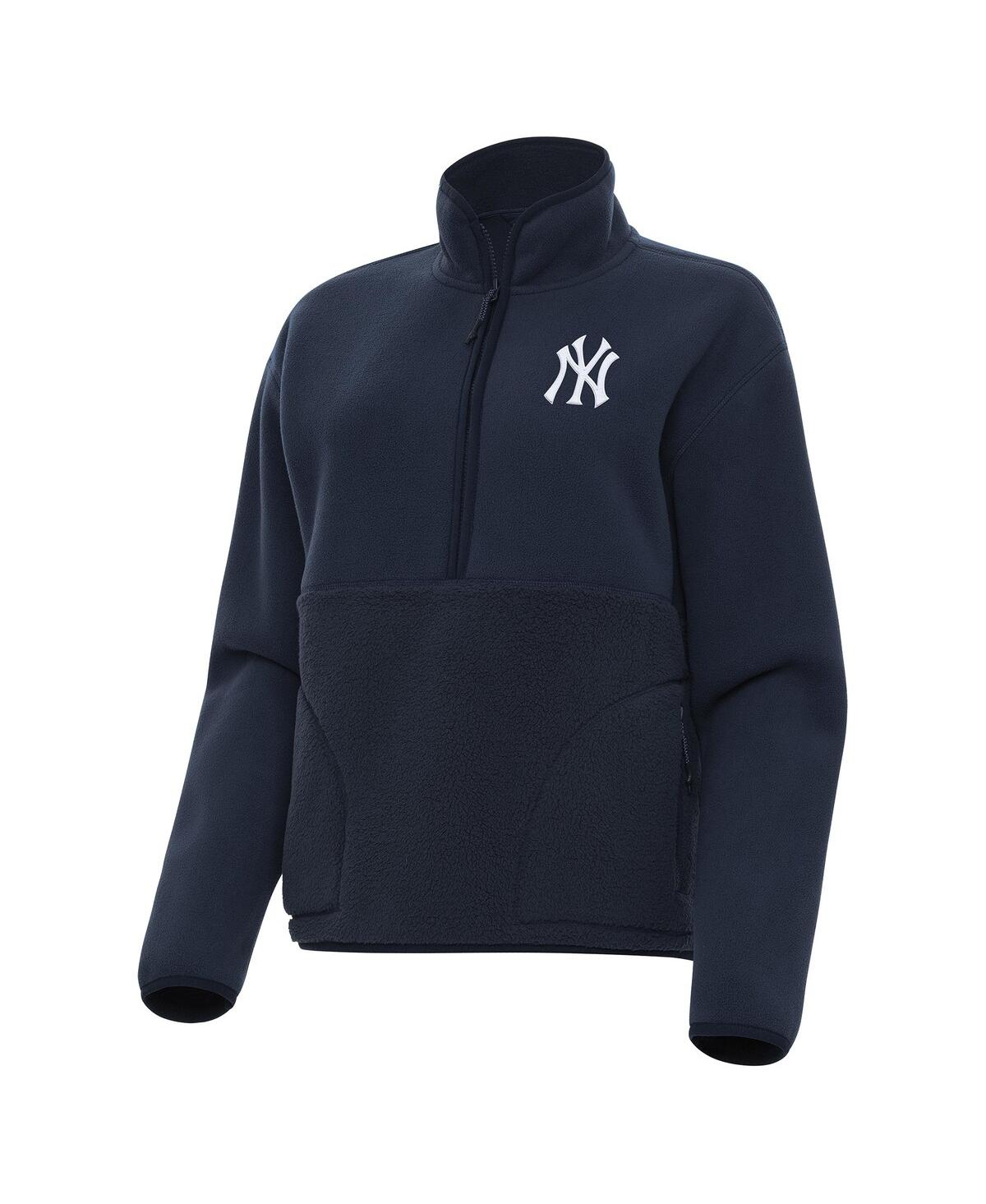 Women's Navy New York Yankees Figure Half-Zip Sweatshirt - Navy