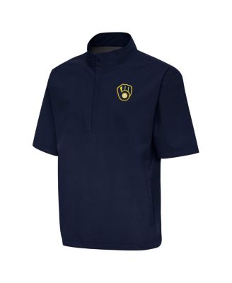 Antigua - Men's Navy Milwaukee Brewers Brisk Quarter-Zip Wind Shirt