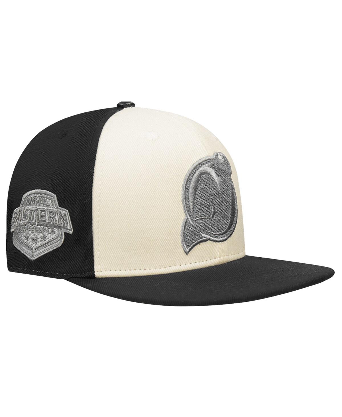 Men's Cream/Black New Jersey Devils French Terry Snapback Hat - Cream, Black