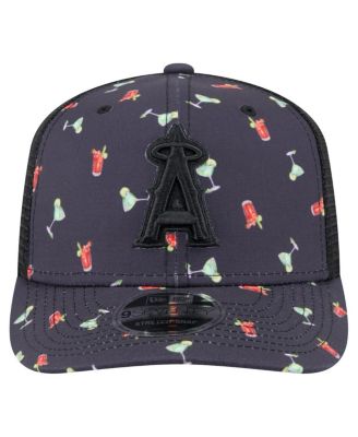 Men's Black Los Angeles Angels Adventure Drinks Pattern 9SEVENTY Stretch-Snap Hat