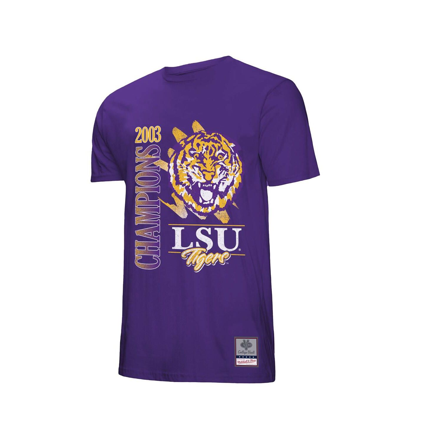Мужская футболка Mitchell & Ness Purple LSU Tigers Retro Brush Mineral Wash — фото 2