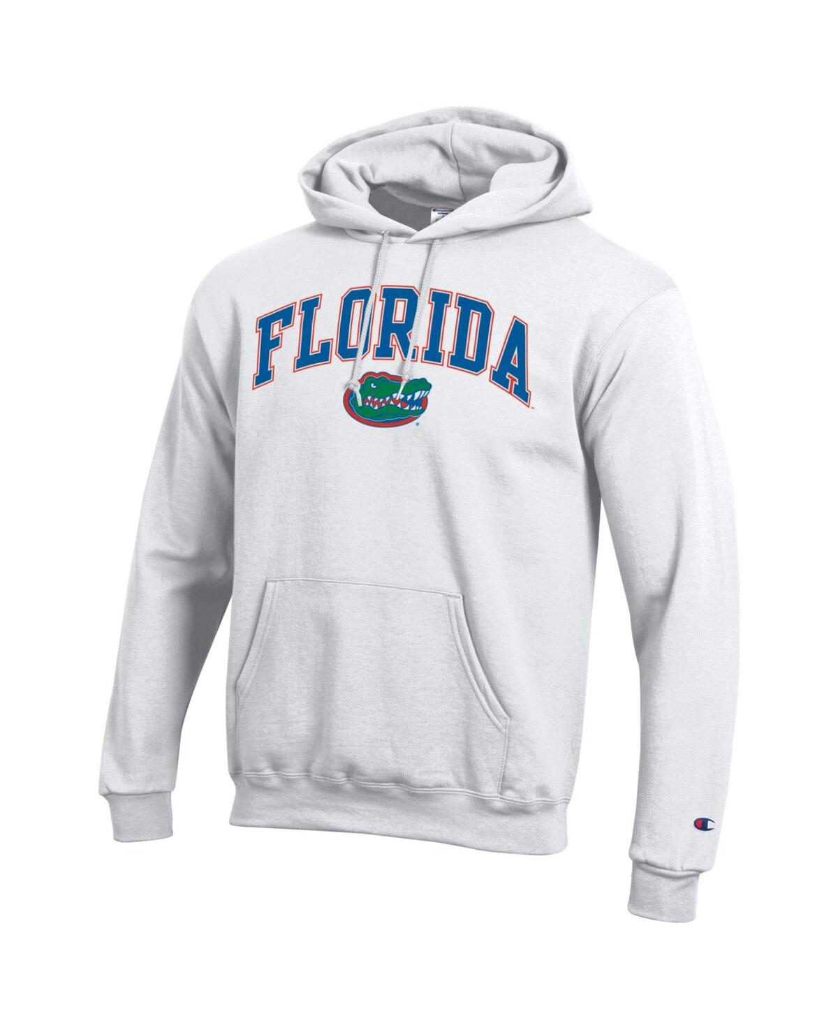 Champion Men's White Florida Gators Arched Logo Fleece Pullover Hoodie In Multi