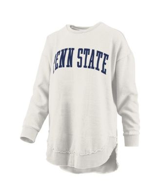 Women's Oatmeal Penn State Nittany Lions M&eacute;lange Poncho Vintage Fleece Long Sleeve Pullover Sweatshirt