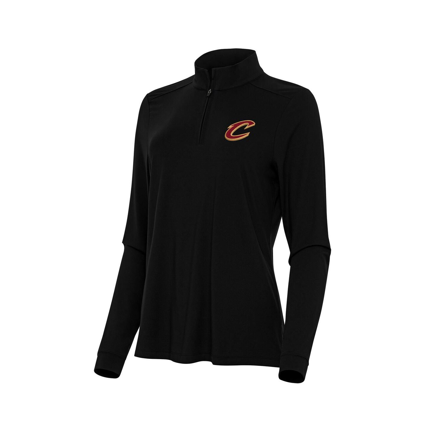 Женский топ Antigua Black Cleveland Cavaliers Intent Quarter-Zip — фото 1