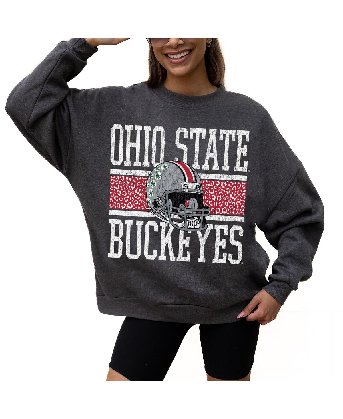GAMEDAY COUTURE WOMEN'S CHARCOAL OHIO STATE BUCKEYES PREMIUM FLEECE PULLOVER SWEATSHIRT 