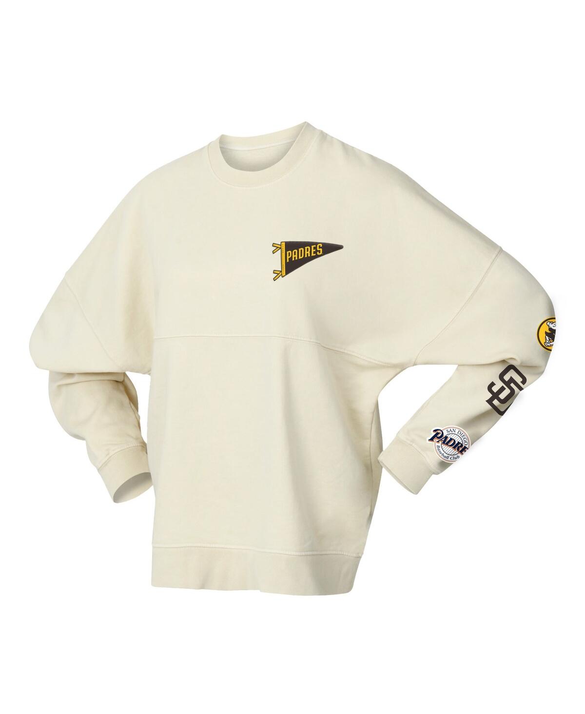 Fanatics Women's Tan San Diego Padres Pennant Flag Branded Fleece Pullover Sweatshirt In Brown