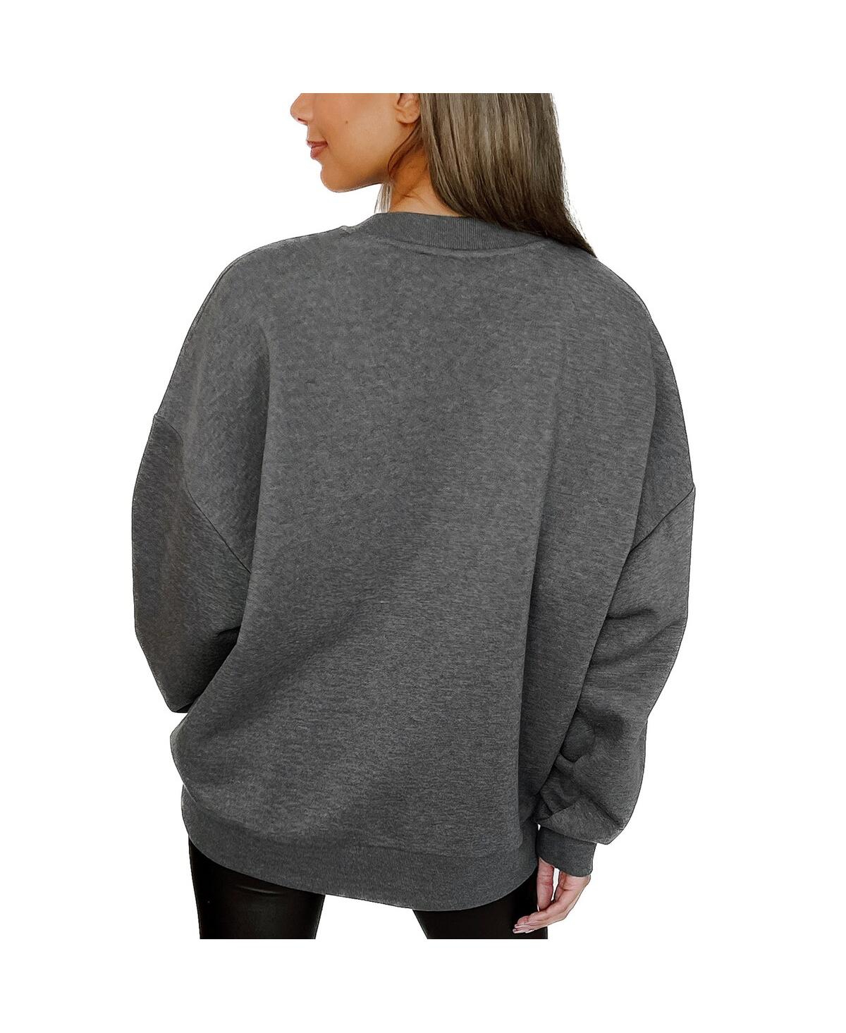 GAMEDAY COUTURE WOMEN'S HEATHER CHARCOAL TEXAS TECH RED RAIDERS DISTRESSED FLEECE PULLOVER SWEATSHIRT 
