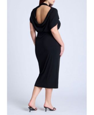 Women's Plus Size Cutout Back Midi Dress