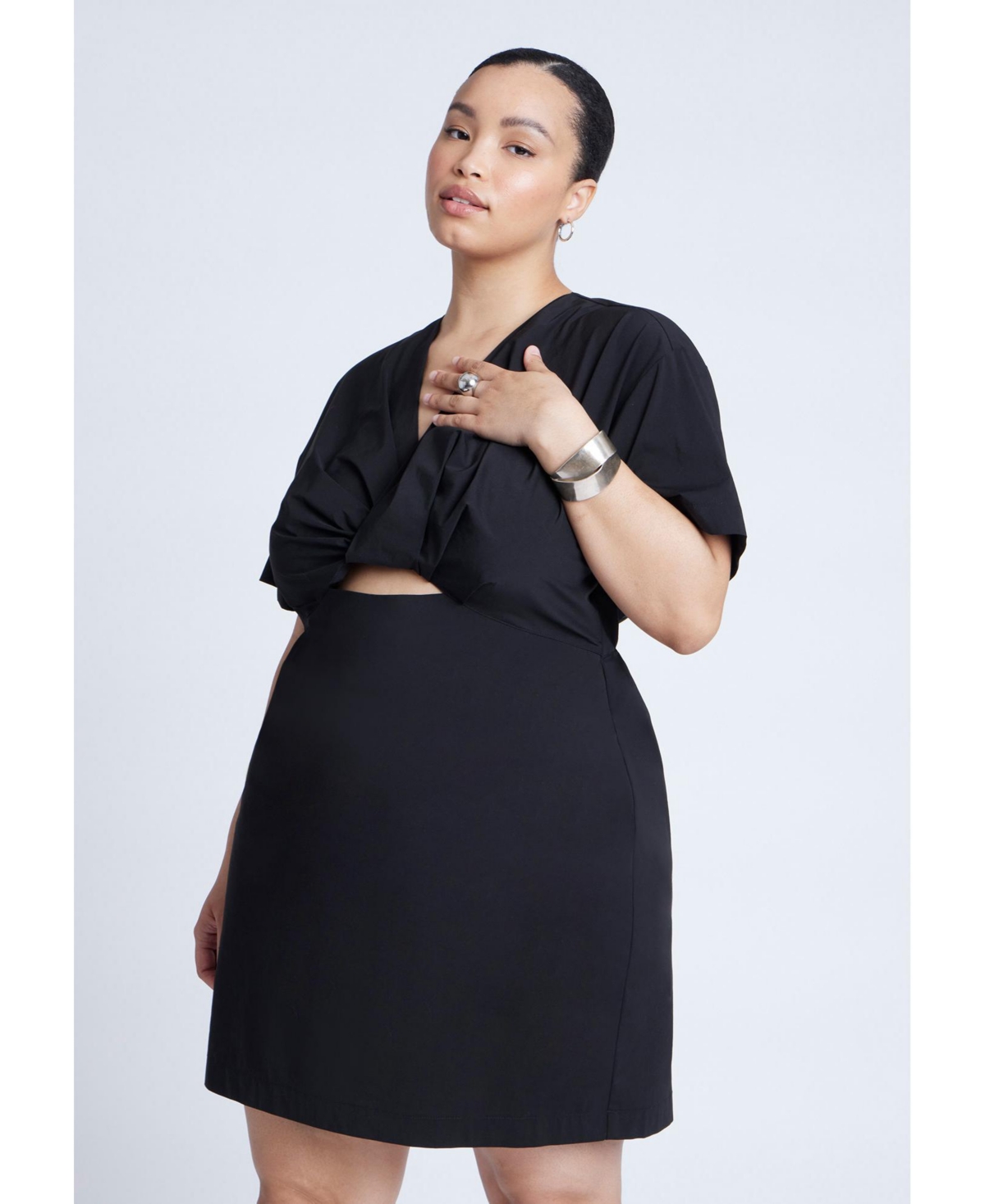 Eloquii Women's Plus Size Poplin Twist Mini Dress