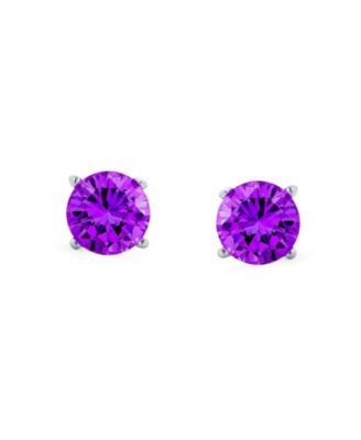 Classic Set of 2 CZ Solitaire Cubic Zirconia Stud Earrings Screwback Posts Sterling Silver