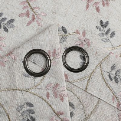 1 Piece Vanessa Floral Embroidered Linen Blend Semi Sheer Grommet Window Curtain Panel