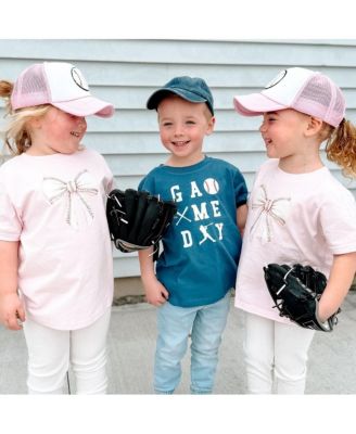 Baby Girls Baseball Bow Short Sleeve T-Shirt