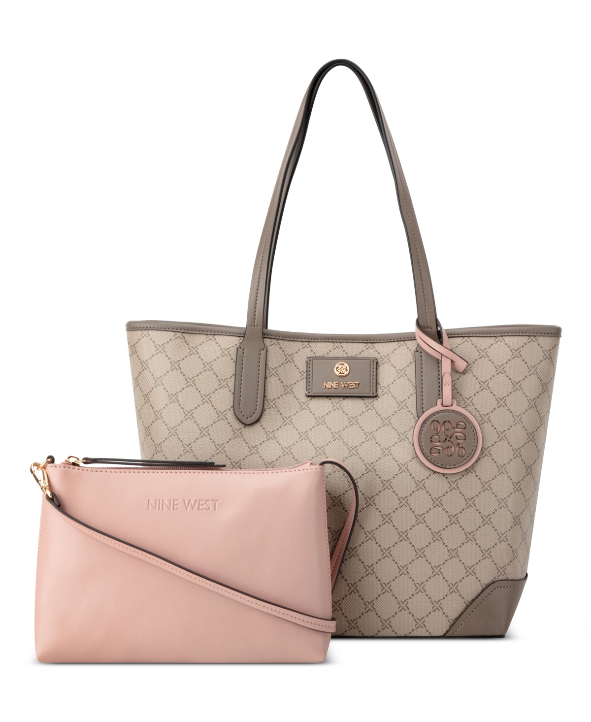 Shop Nine West Piera 2 In 1 Tote Bag In Beige Logo Flint