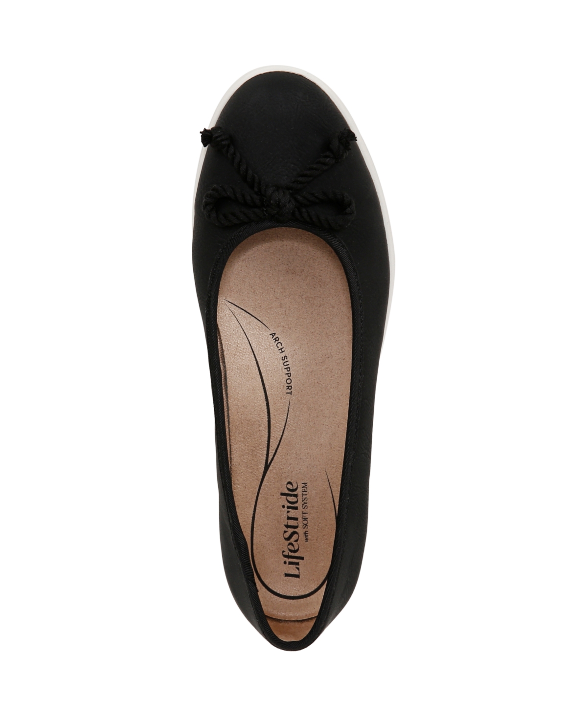Lifestride Women's Maura Round Toe Ballerina Flats In Black Faux Leather
