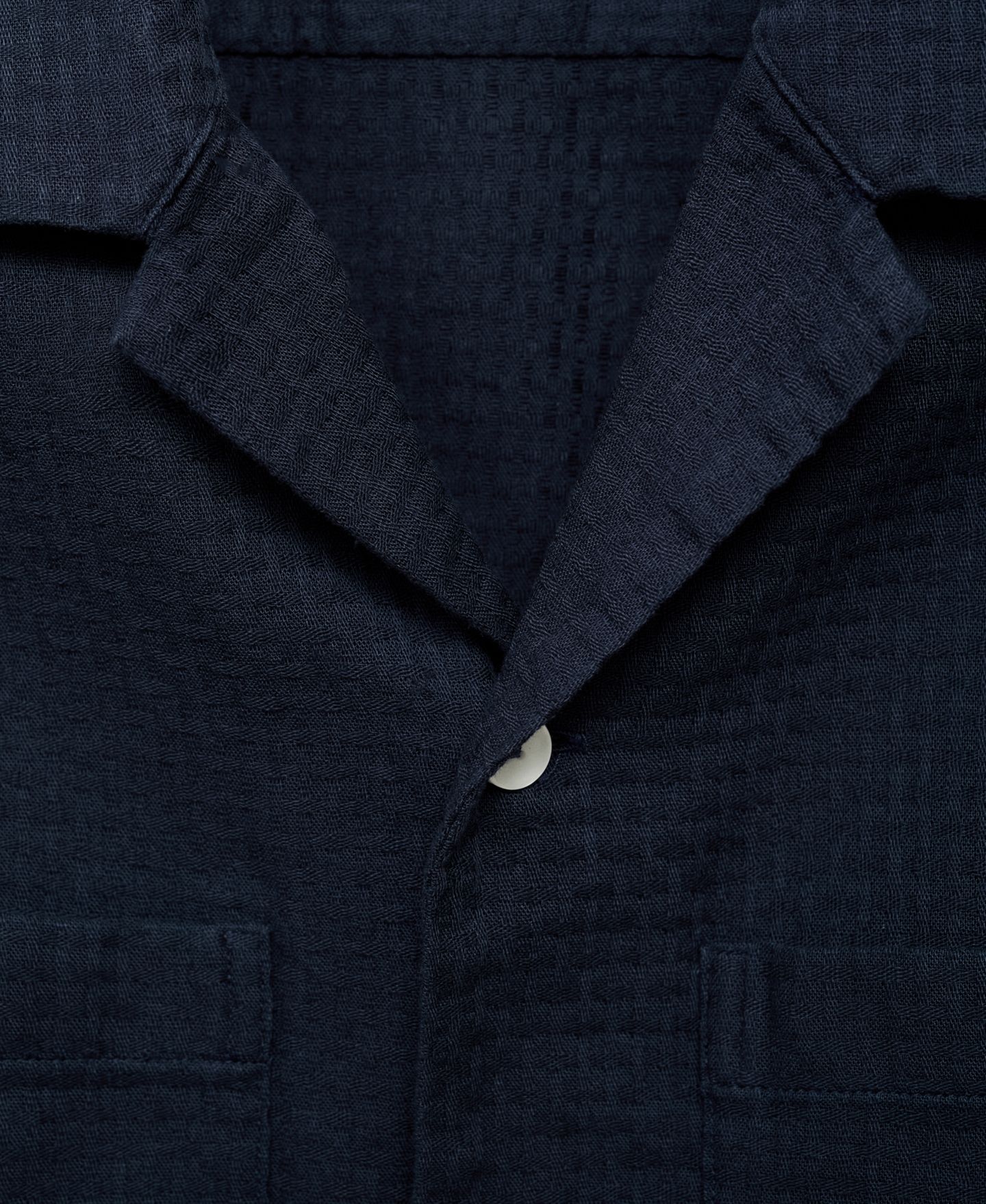 Мужская рубашка Mango Cotton Check Seersucker, цвет: Тёмный тёмно-синий — фото 6
