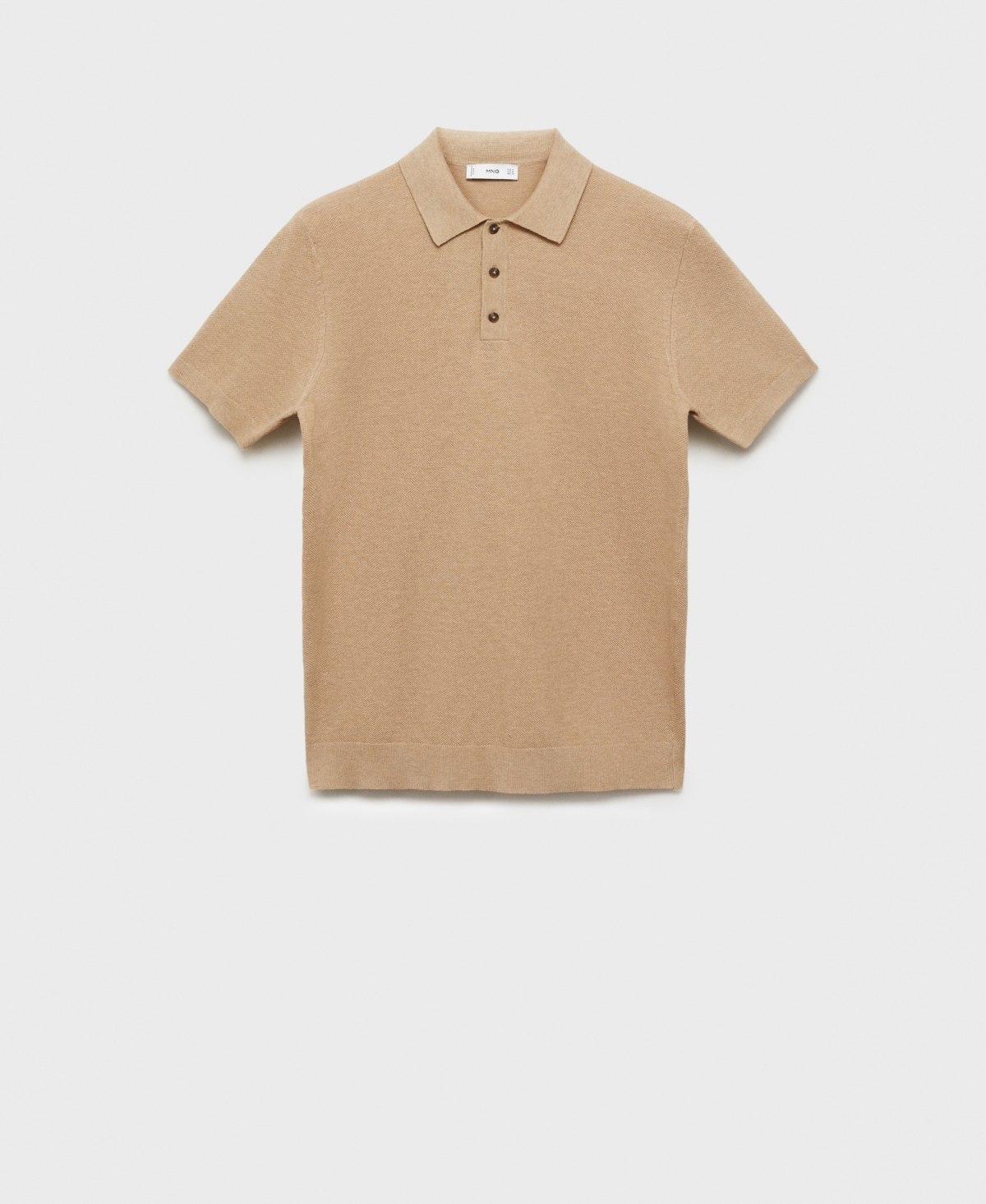 Men's Structured Knitted Slim-Fit Polo Shirt - Beige