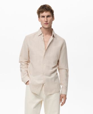 MANGO - Men's Linen Pinstripe Shirt