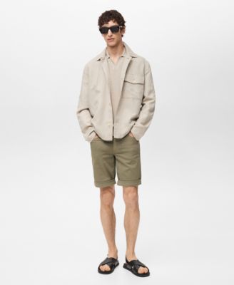 MANGO - Men's Slim Fit Cotton 11.61" Bermuda Shorts