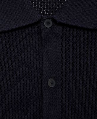 Men's Openwork Knit Cotton Shirt
