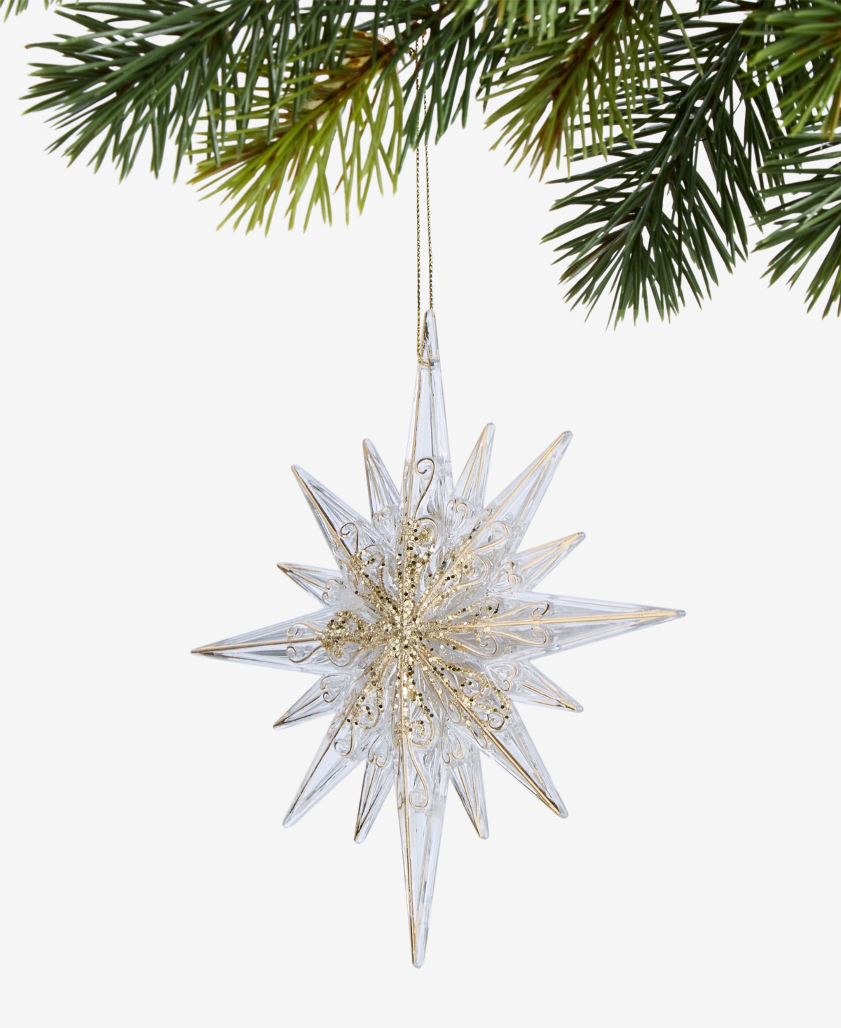 Holiday Lane Blessed Clear And Gold-tone Snowflake Ornament, Macy's Exclusive In Transparent
