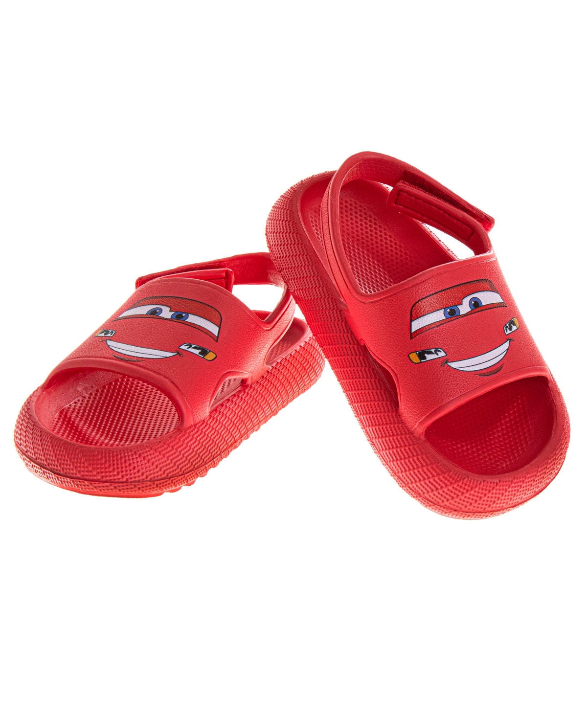 Disney Toddler Boys Cars Lightning Mcqueen Hook And Loop Backstrap Slides In Red