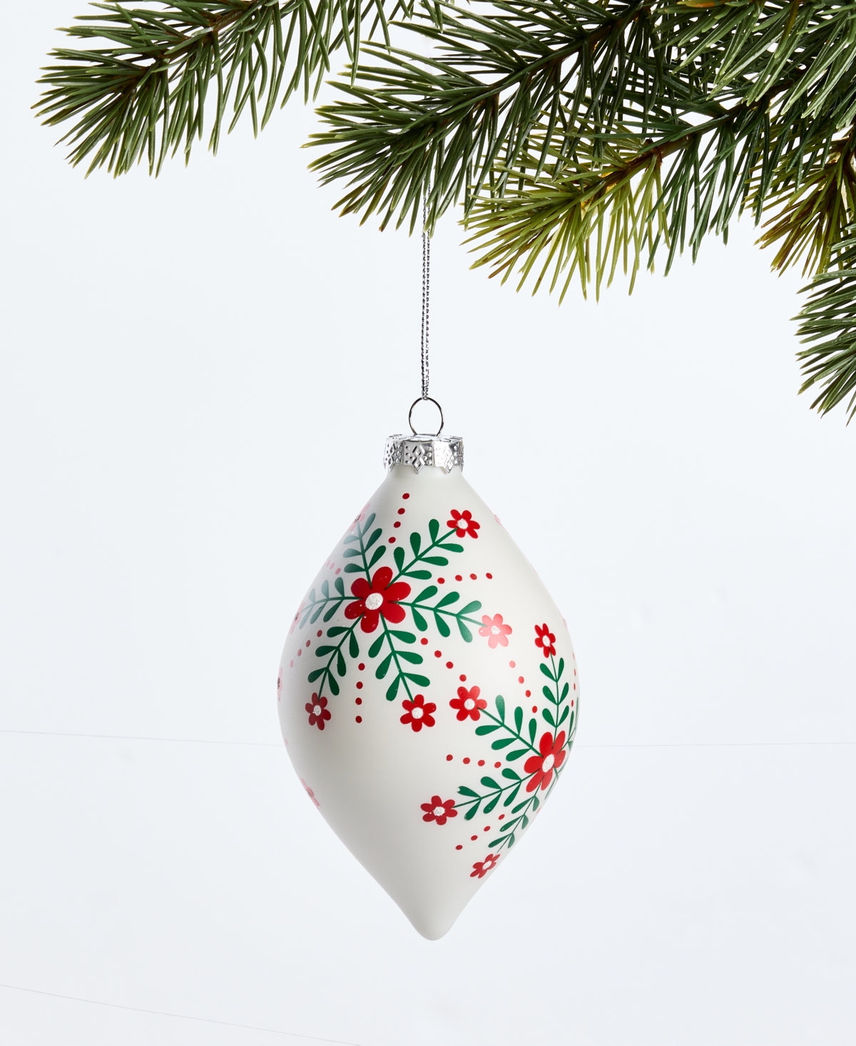 Holiday Lane Nordic Wonderland White Painted Finial Ornament, Macy's Exclusive
