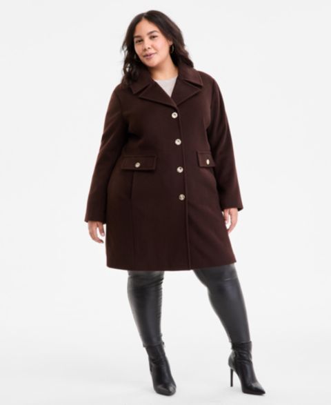 Женские куртки MICHAEL Michael Kors Michael Kors Plus Size Collared Button-Front Coat