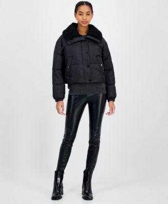 Michael Kors - Women's Faux-Fur-Collar Puffer Coat