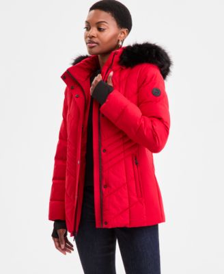Michael Kors - Women's Faux-Fur-Trim Hooded Puffer Coat