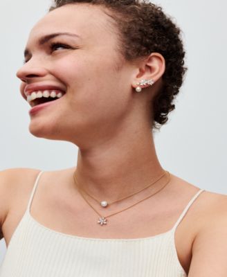 Gold-Plated Treated Freshwater Cultured Pearl Stone Drop Earrings