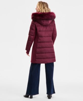 Women's Faux-Fur-Trim Hooded Puffer Coat, Exclusively at Macy's